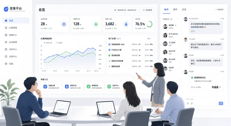 企业用户查看比赛数据与运营信息的工作界面