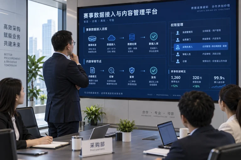 企业采购负责人查看爱游戏数据服务流程示意图